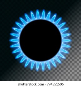 Round Blue Flame. Burner Plate On A Transparent Background. Stock Vector Illustration.