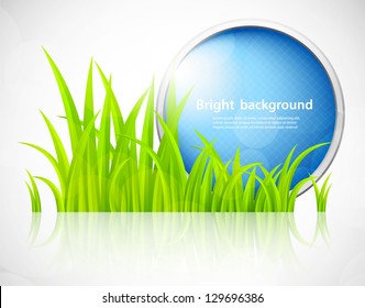 Round blue frame in grass