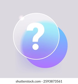Round blue Glass morphism question icon. Button vector illustration