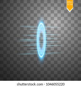 Round blue glow rays night scene with sparks on transparent background. Show party. Beam stage. Magic portal. teleport.