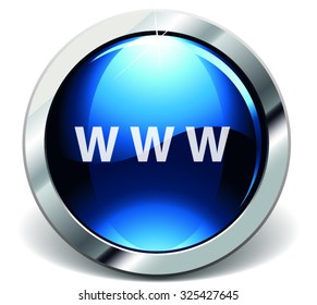 round blue icon on white background