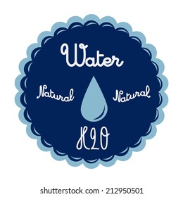 a round blue icon with some text and a drop of water