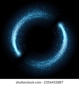 Rund blaues Licht funkelt. Realistisches Zauberfeuer