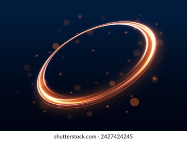 Round blue light twisted, Suitable for product advertising, product design, and other. Curve blue line light effect. Abstract ring background with glowing swirling background. Neon swirl.	