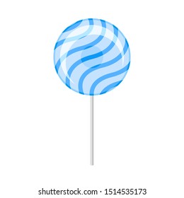 Round blue lollipop. Vector illustration on a white background.