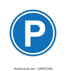 Round Blue Parking Sign With Capital Letter P