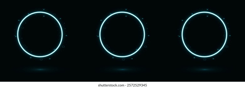 Round blue rings with sparks.Abstract circle background.Special effects elements.Vector illustration.