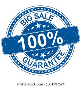 round blue rubber stamp on white background