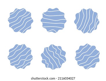 Formas redondeadas azules de las olas. Elemento de diseño para vacaciones y vacaciones de verano. Ilustración vectorial en un fondo blanco aislado.