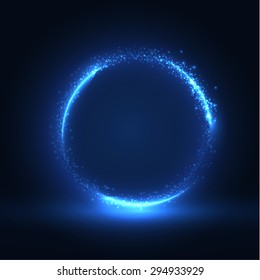 Round blue shiny frame background. Technology background. Vector eps10.