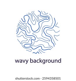 Round blue topography planet landscape shapes background. Abstract circle wavy lines pattern design element. Topographic contour map texture. Stylized geographic backdrop vector illustration