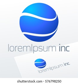 Round blue vector sign. Logo for Business, Technology, Corporation.