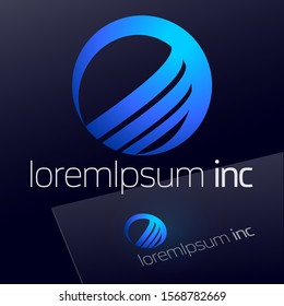 Round Blue Vector Sign. Modern Logotype for Business, Technology and Corporation.