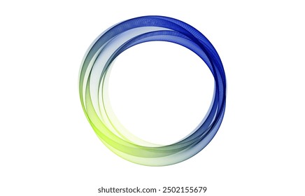 Runde blaugelbe transparente Welle auf weißem Hintergrund, Design-Element