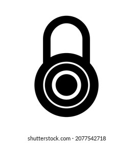 Round Bodied Padlock or Lock Sign Security or Safety Icon. Vector Image.