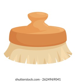 Round body scrubber brush with wooden handle for cleaning isolated on white background
