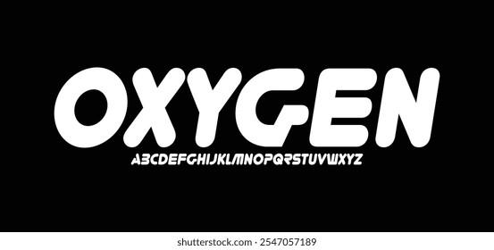 Fonte redonda em negrito. Fonte estendida. Regular Italic Number Tipografia urbana estilo alfabeto fontes para moda, esporte, tecnologia, digital, filme, design de logotipo, ilustração vetorial
