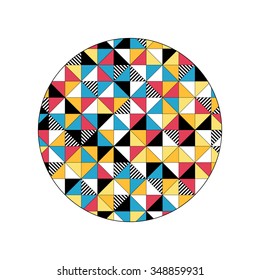 Round bold modern geometric color pattern design in circle. Vector illustration for your design