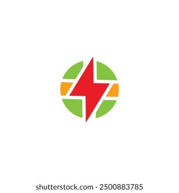 Diseño de logotipo de potencia de perno redondo