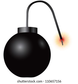 A round bomb with a burning fuse. Vector illustration.