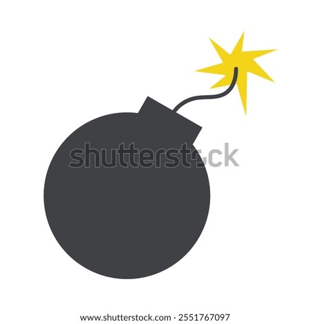 Round bomb with a spark. Vector simple color flat illustration.