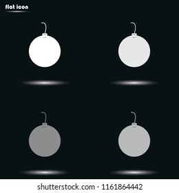 Round bomb with a wick flat grayscale vector icon.