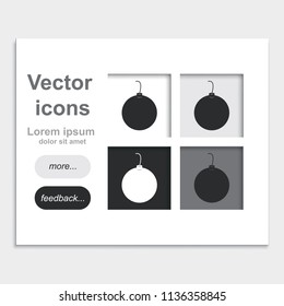 Round bomb with a wick placed on web page template flat vector icon.