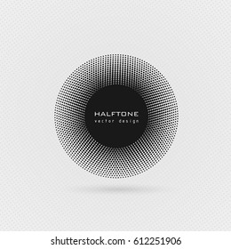 Round border. Circle frame. Vector halftone dots texture. Abstract background