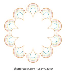 Round border frame, circle geometric pattern, dotted vintage print, colorful vector illustration.
