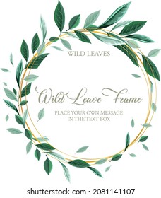 Round border frame with green foliage illustration