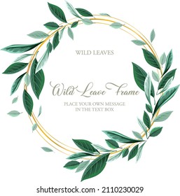 Round border frame with green foliage illustration