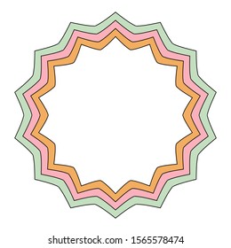 Round border frame, isolated on white, star symbol, colorful vector illustration.