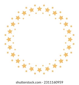 Round border frame with stars. Can be used for card, borders, kids' bedding, textile. Isolated vector illustration on white background.