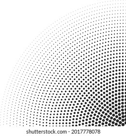 Round border icon using halftone circle dots raster texture. Circular abstract vector background consisting of dots.