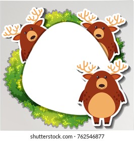 Round border with three deers illustration