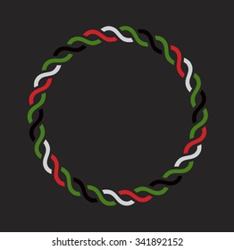 Round border with UAE flag colors. Strength in the unity -concept
