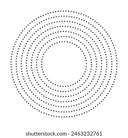 Round border using halftone circle dots, vector dotted frame, Circle dots isolated on the white background