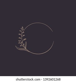 Round botanical frame element vector