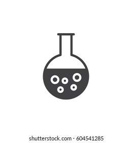 Round bottom flask, beaker icon vector, filled flat sign, solid pictogram isolated on white. Chemical laboratory glassware symbol, logo illustration. Pixel perfect
