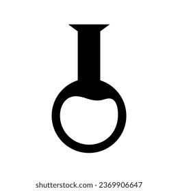 Das schwarz-weiße Symbol der unteren Flasche ist rund. Chemisches Becherglas