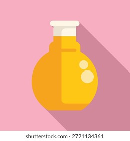 El matraz de fondo redondo que contiene un líquido amarillo burbujeante es una parte esencial de muchos experimentos científicos