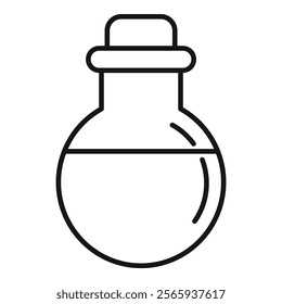 Round bottom flask is containing a chemical substance, often used in scientific experiments