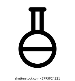 Round bottom flask icon. Editable line icon. Professional and modern outline icon vector illustration featuring a boiling flask with a spherical base and narrow neck for laboratory boiling applications in a sleek design.