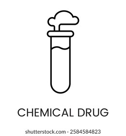 A round bottom flask icon in vector, with liquid and foam, symbolizing chemical synthesis, with an editable stroke.
