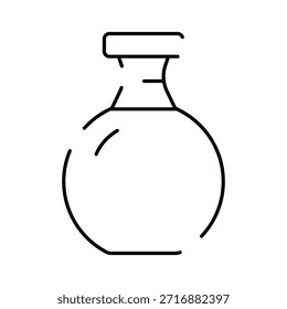 Icono redondo de la línea de fondo del frasco que representa la investigación científica, los experimentos químicos y el equipo de laboratorio para aplicaciones de química educativas o profesionales