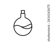 Round bottom flask outline icon, laboratory glassware equipment vector