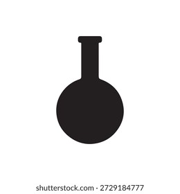 Frasco de fondo redondo utilizado en química para mezclar y calentar sustancias Ilustración vectorial de icono de silueta sobre fondo blanco