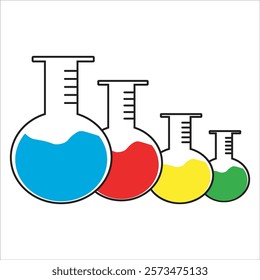 Round Bottom Flasks in different colors depicting chemical reactions