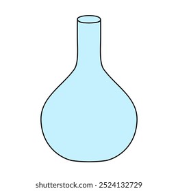 Frasco químico de fundo redondo, conceito de volta à escola, vetor estilo doodle