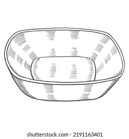 round bowl Kitchenware isolated doodle hand drawn sketch with outline style